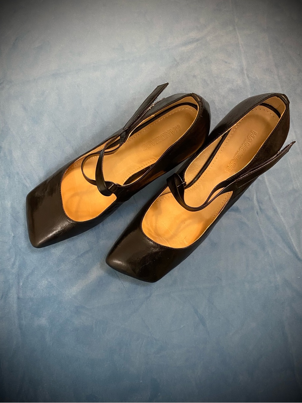 Asymmetric Closed Toe European Leather Heels - Picture 2 of 5